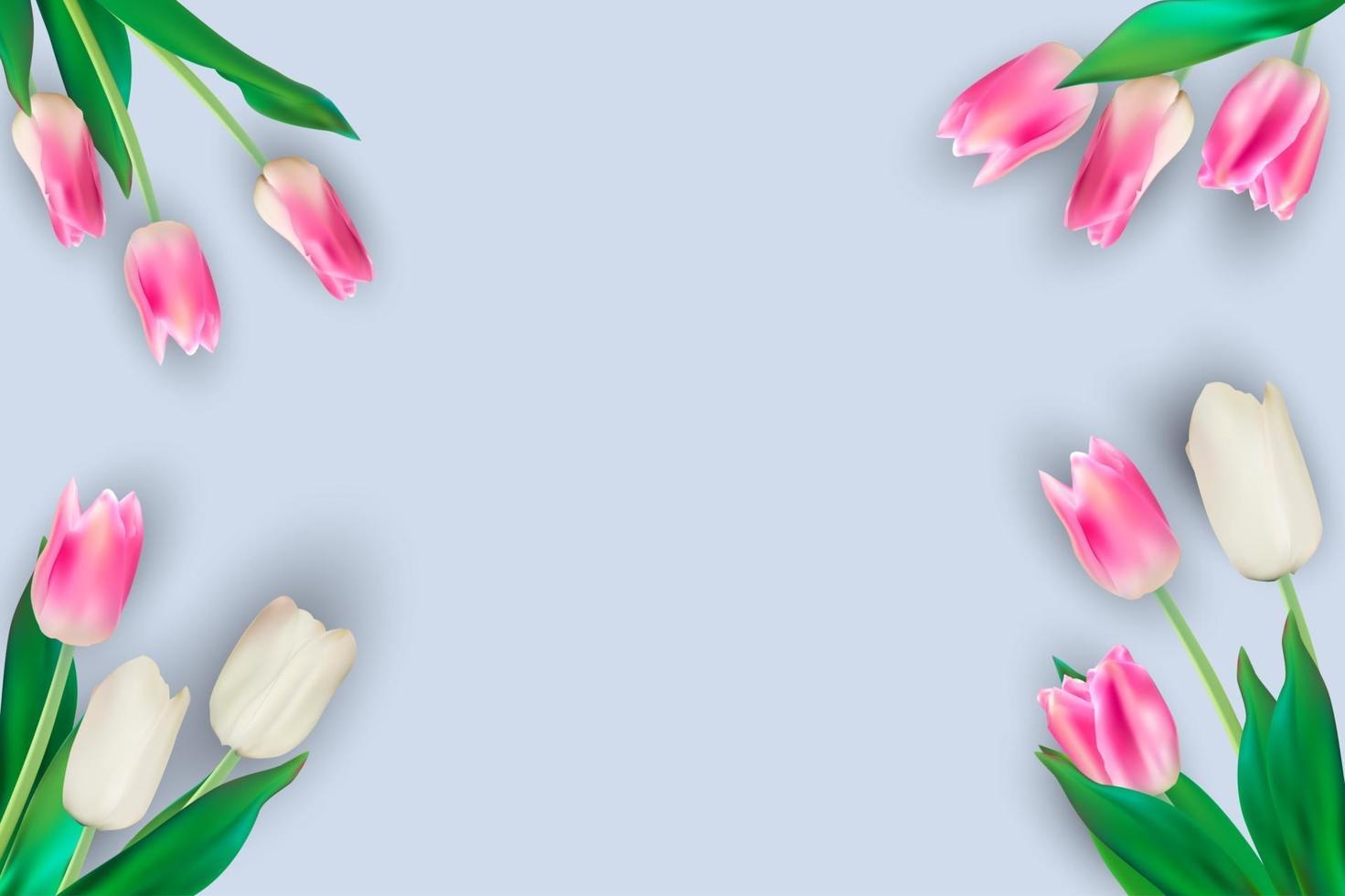 Ilustración de vector realista fondo de tulipanes coloridos