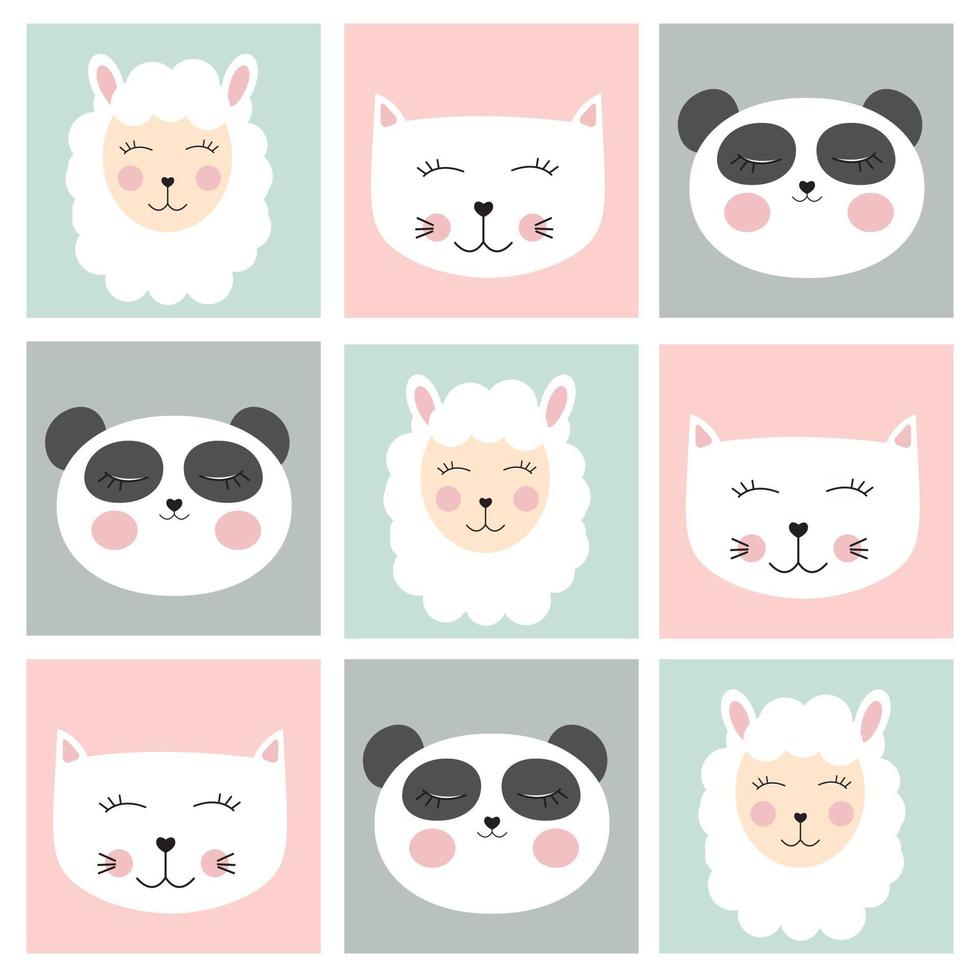 Stickers with cute animals. Vector illustration