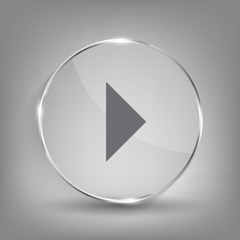 Glass button media icon.  Vector illustration