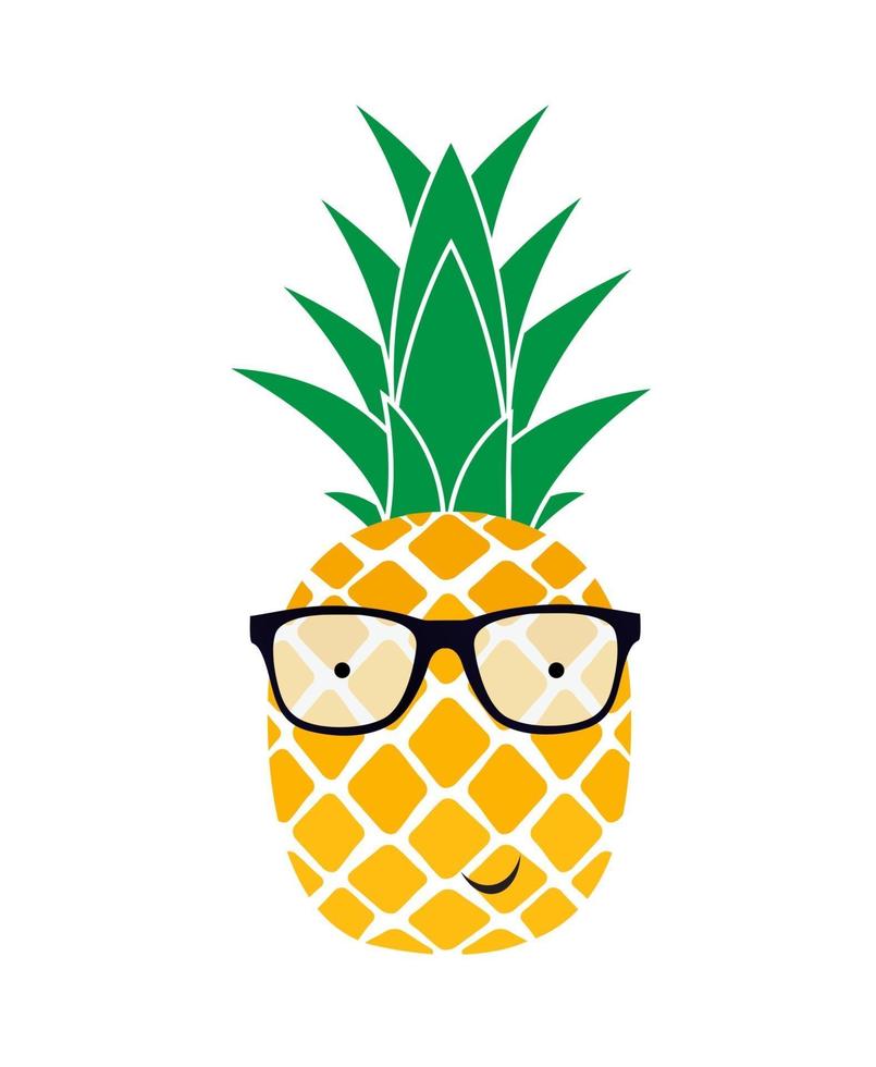 Cute Summer Pineapple in Sunglasses. Vector Illustration