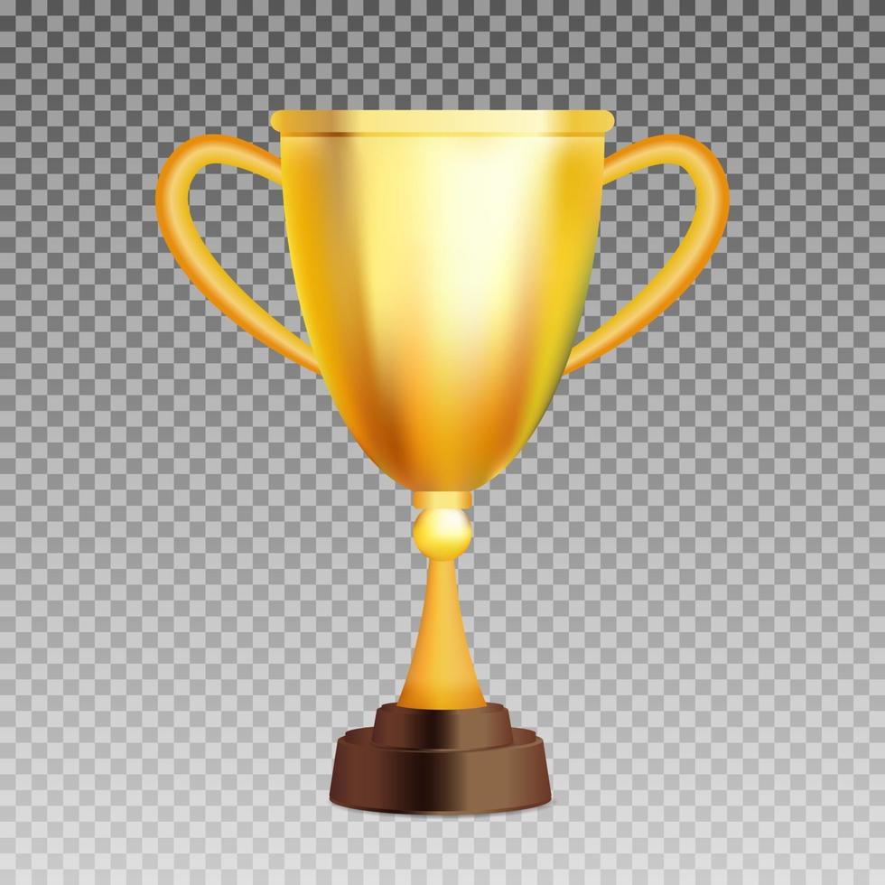 Winner trophy gold cup on transparent background. Vector Illustration