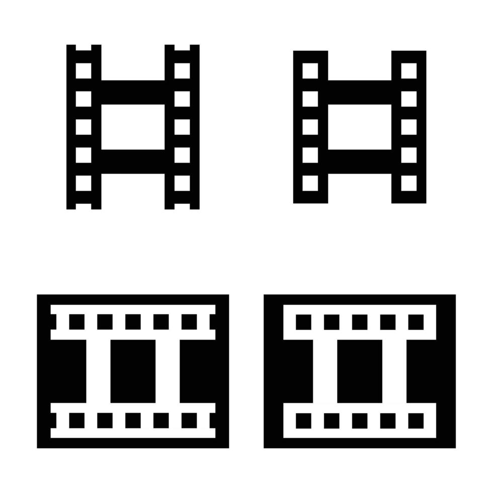 Filmstrip icon set in solid style vector