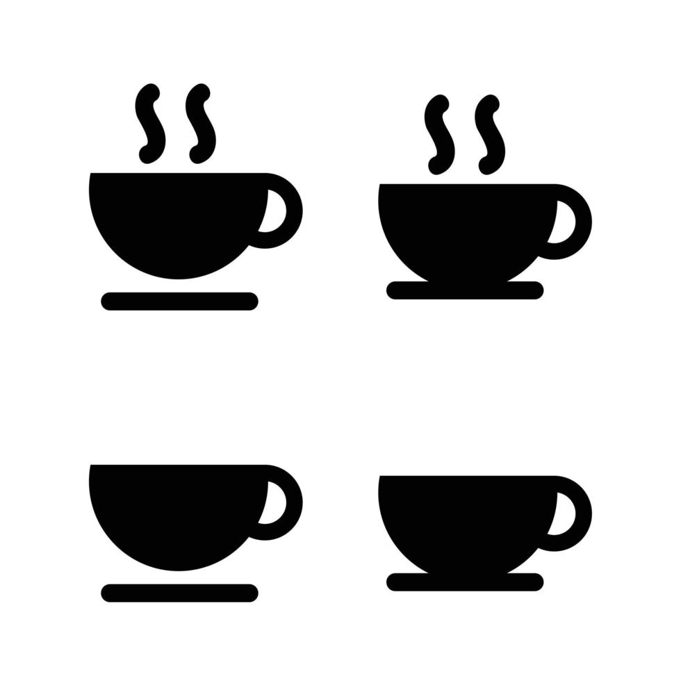 Cup icon set in solid style vector