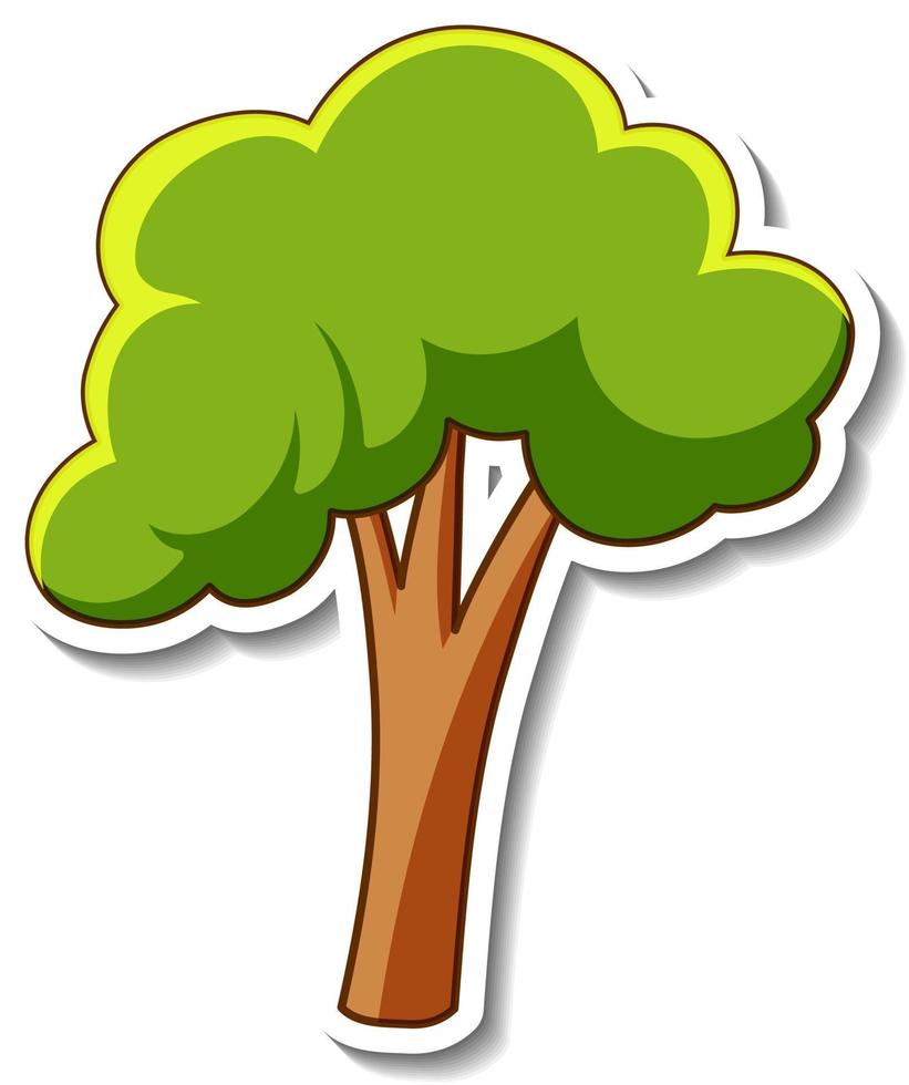 A sticker template with a tree in cartoon style isolated vector