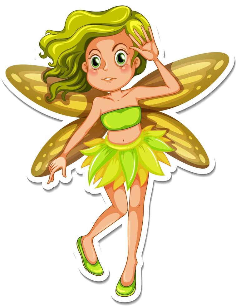 Beautiful fairy cartoon character sticker vector