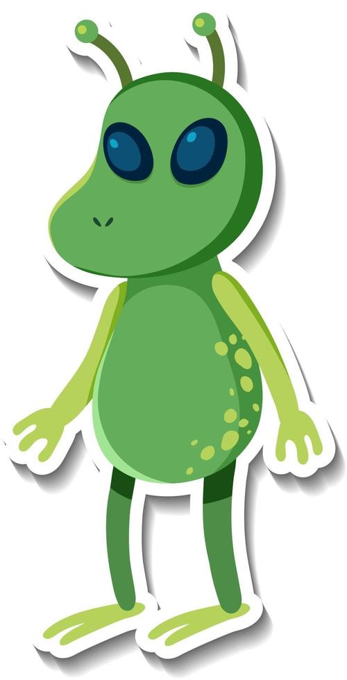 Plantilla de pegatina con un personaje de dibujos animados de monstruo alienígena aislado vector