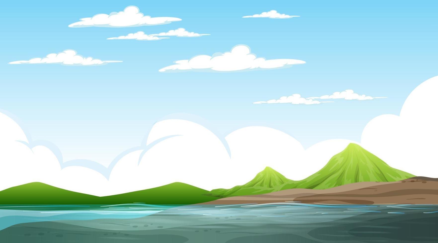 paisaje de la naturaleza en blanco en la escena diurna con fondo de montaña vector