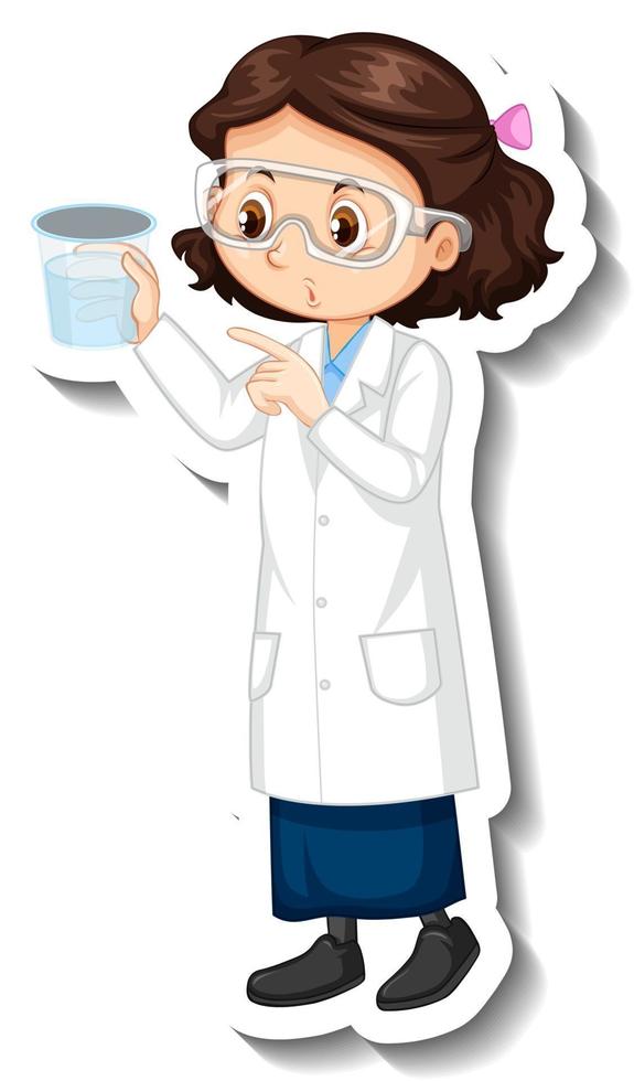 Scientist girl cartoon character with science experiment object vector