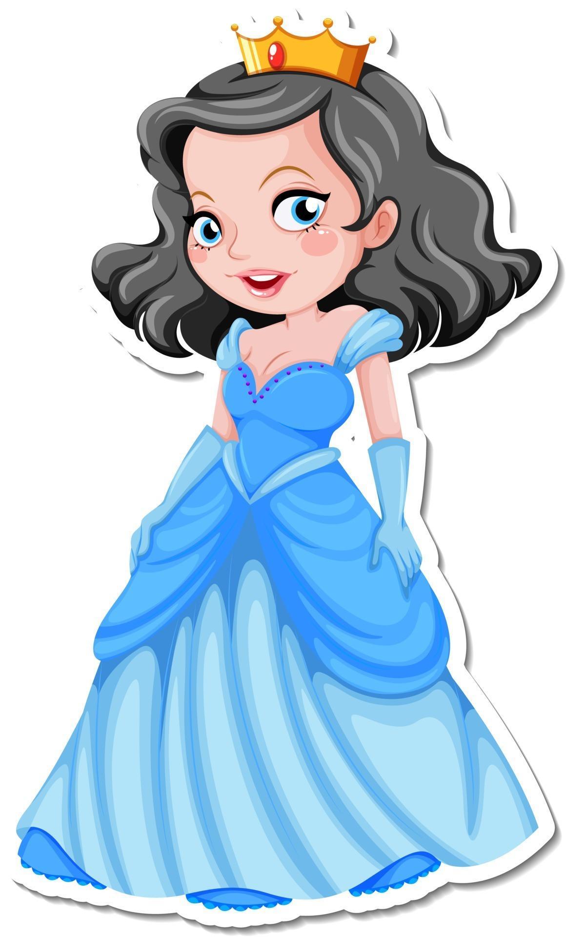 Beautiful Princess Cartoon Character Sticker 2763819 Vector Art At Vecteezy