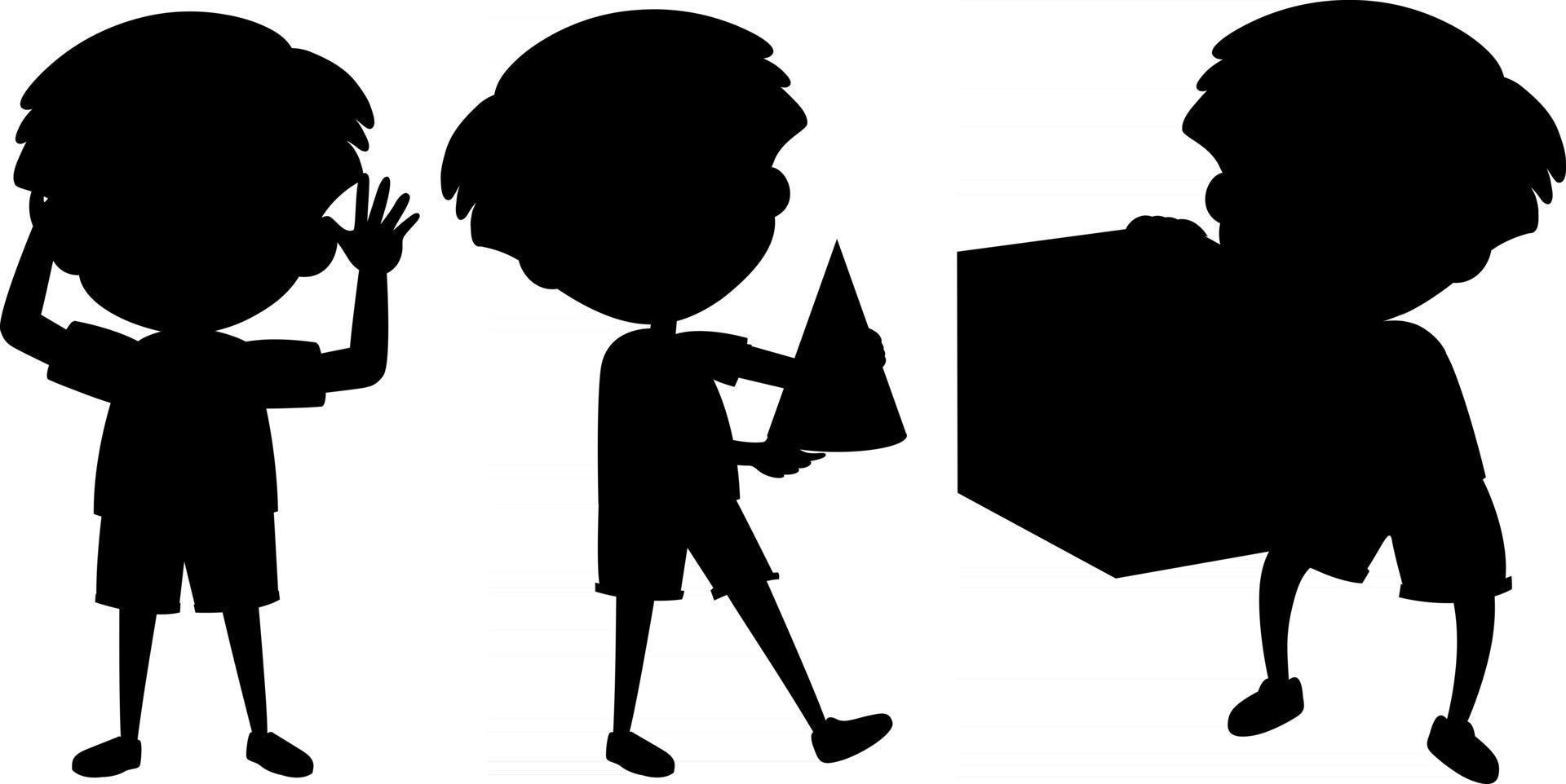 Set of kids silhouette cartoon character vector