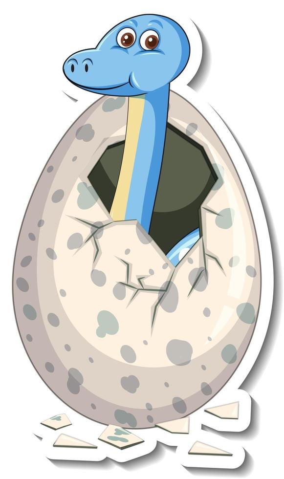 A sticker template with baby dinosaur hatching from an egg vector