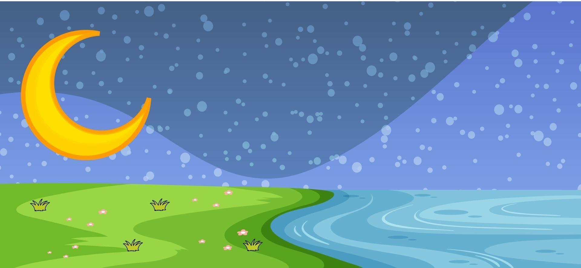 Escena de la naturaleza del parque vacío por la noche en estilo simple vector