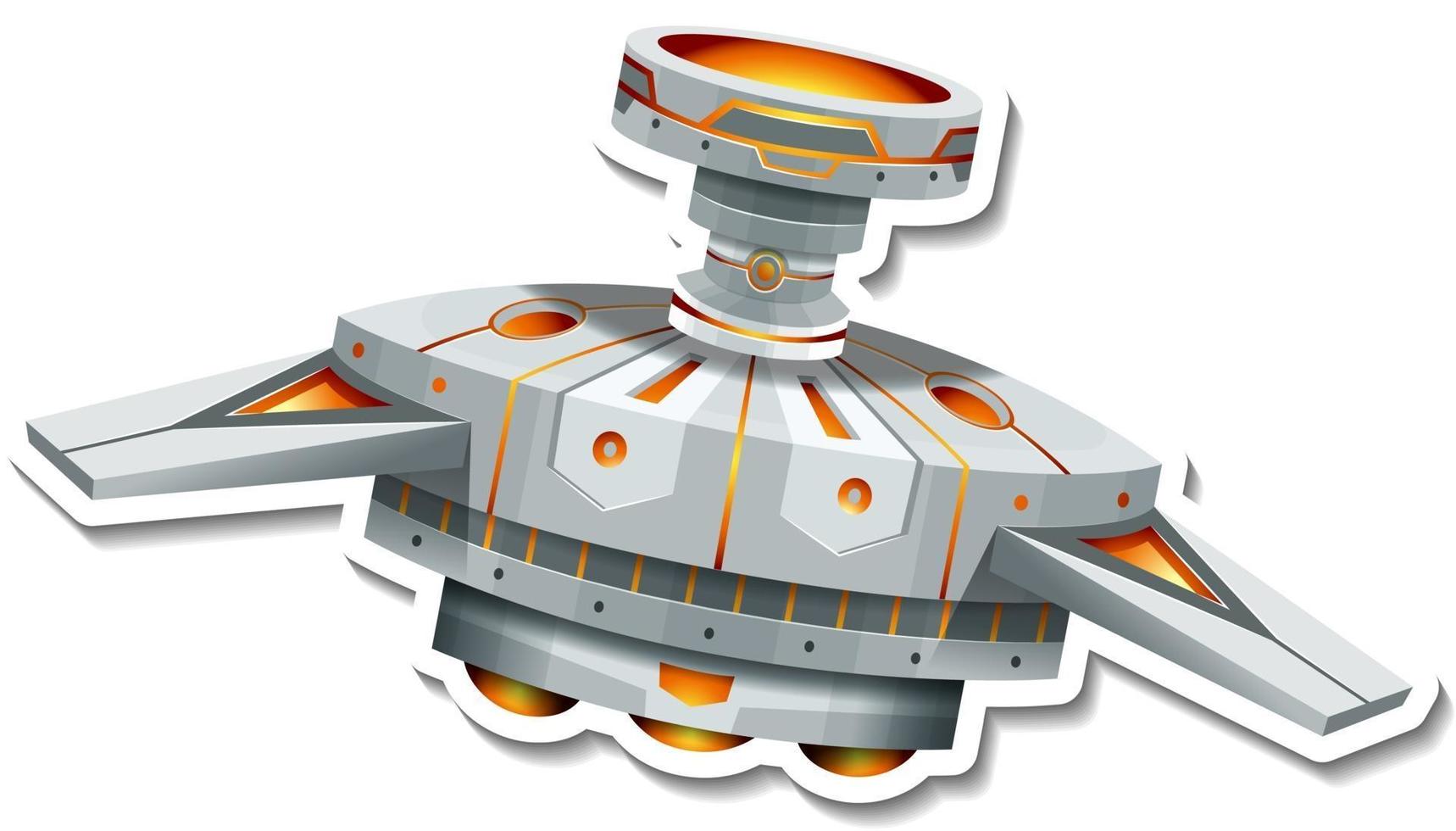 A sticker template with UFO or satellite isolated vector