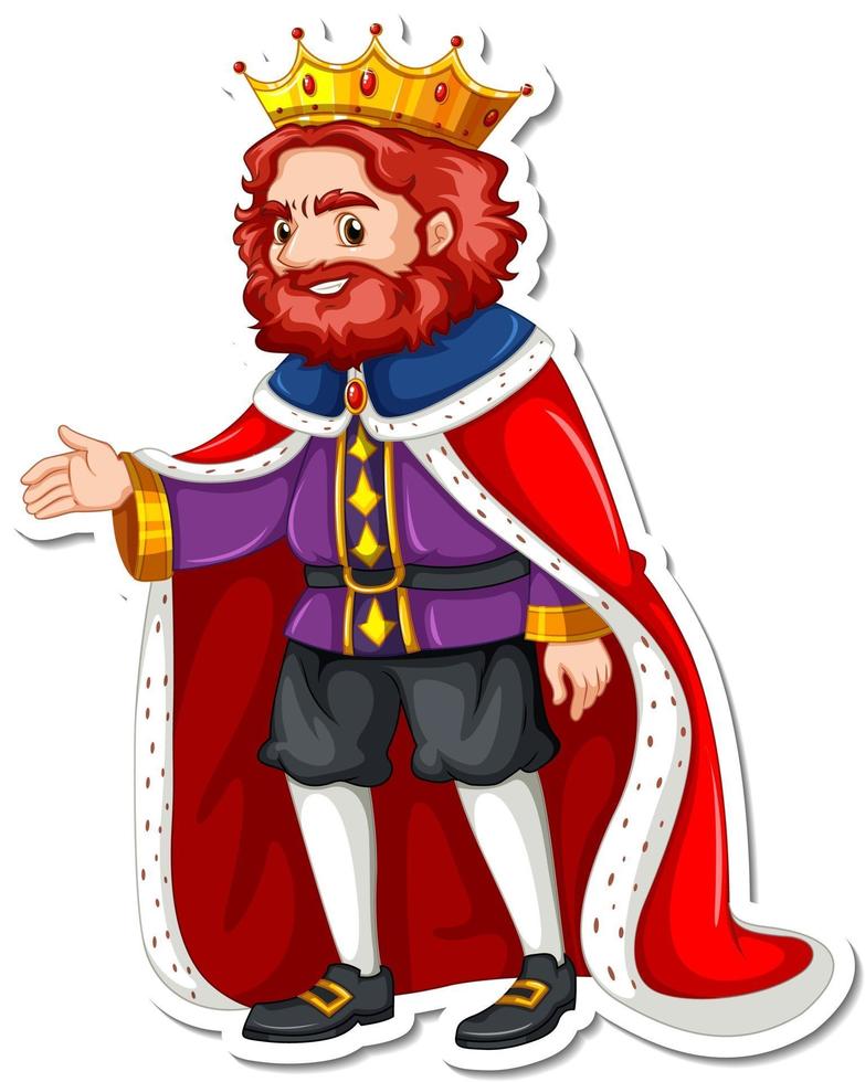 un rey con una túnica roja pegatina de personaje de dibujos animados vector