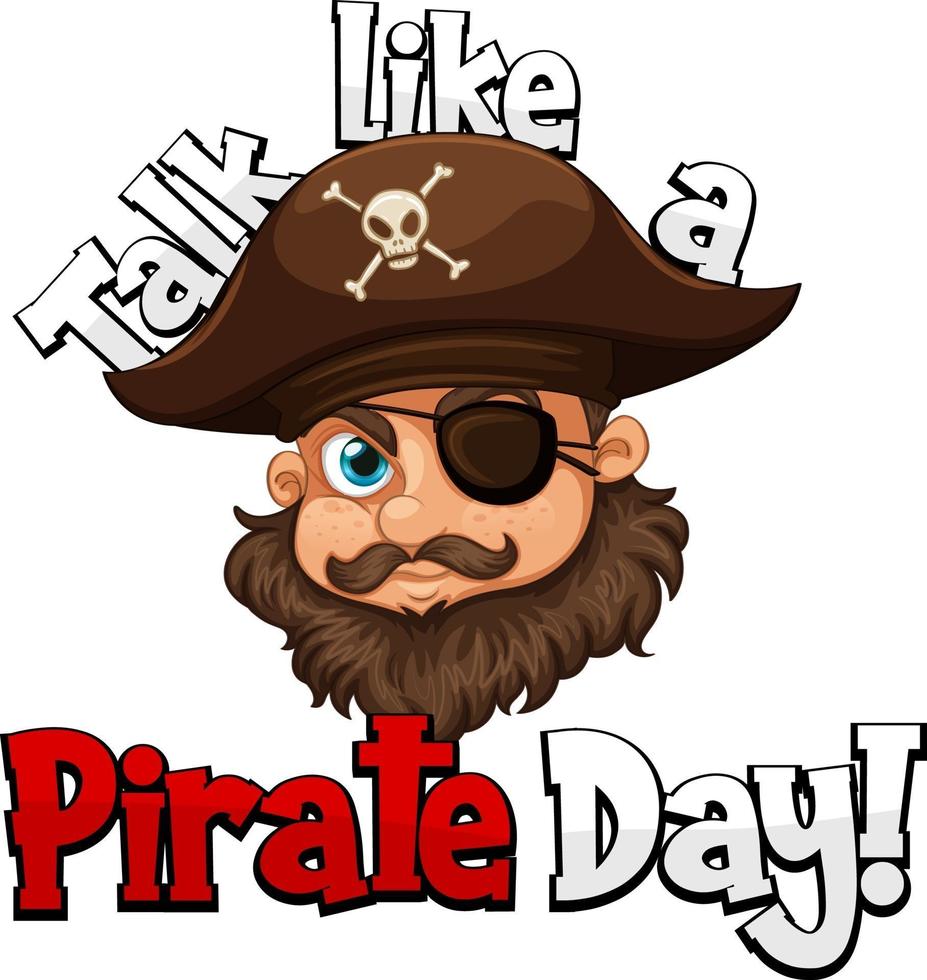 A pirate face with talk like a pirate day word on white background vector