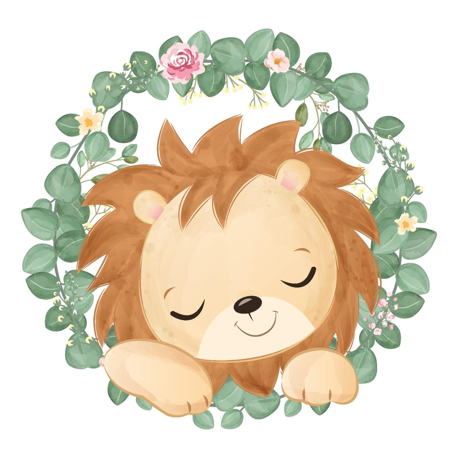 Cute baby lion in watercolor illustration 2764184 Vector Art at Vecteezy