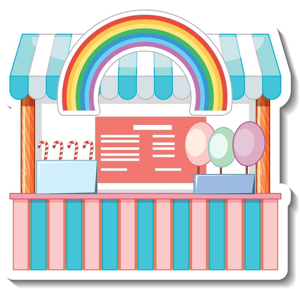 Sticker template with Sweet candy store front isolated vector