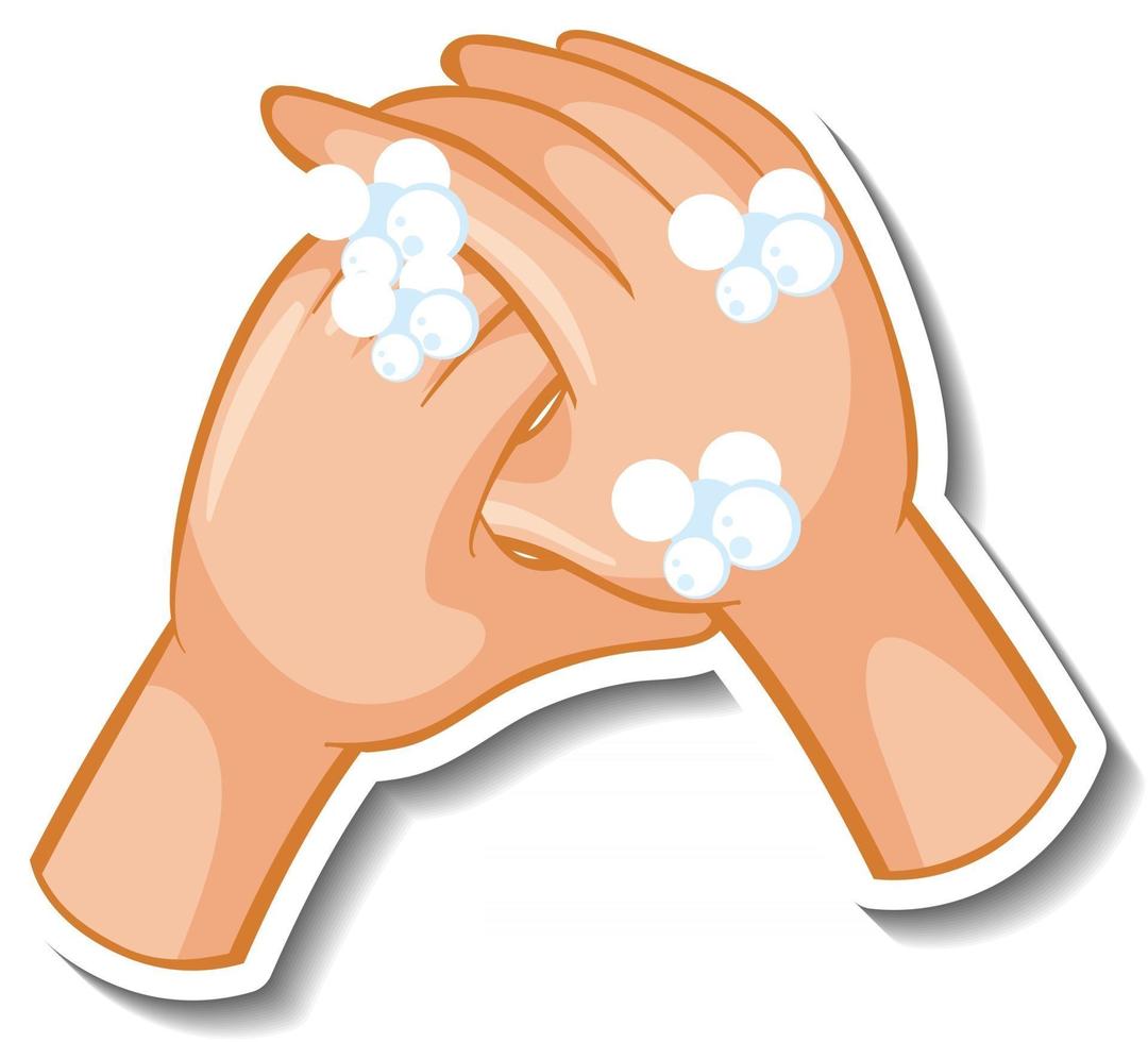A sticker template of hands with soap bubble vector