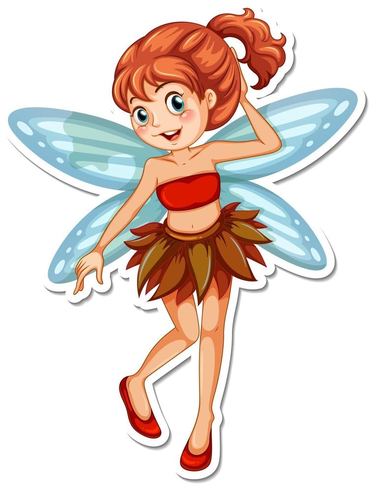 Beautiful fairy cartoon character sticker vector