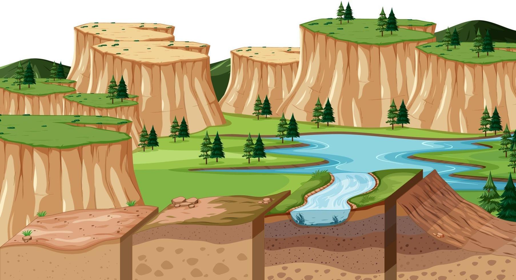 escena del paisaje natural durante el día con capas de suelo vector