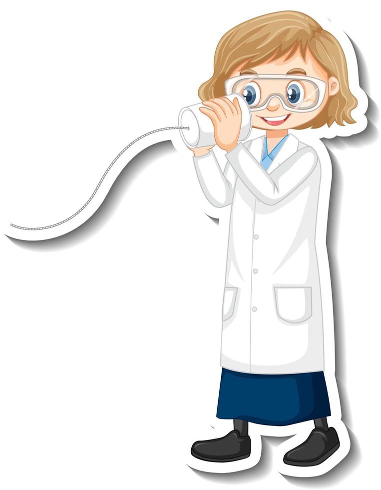 Scientist girl cartoon character with science experiment object vector