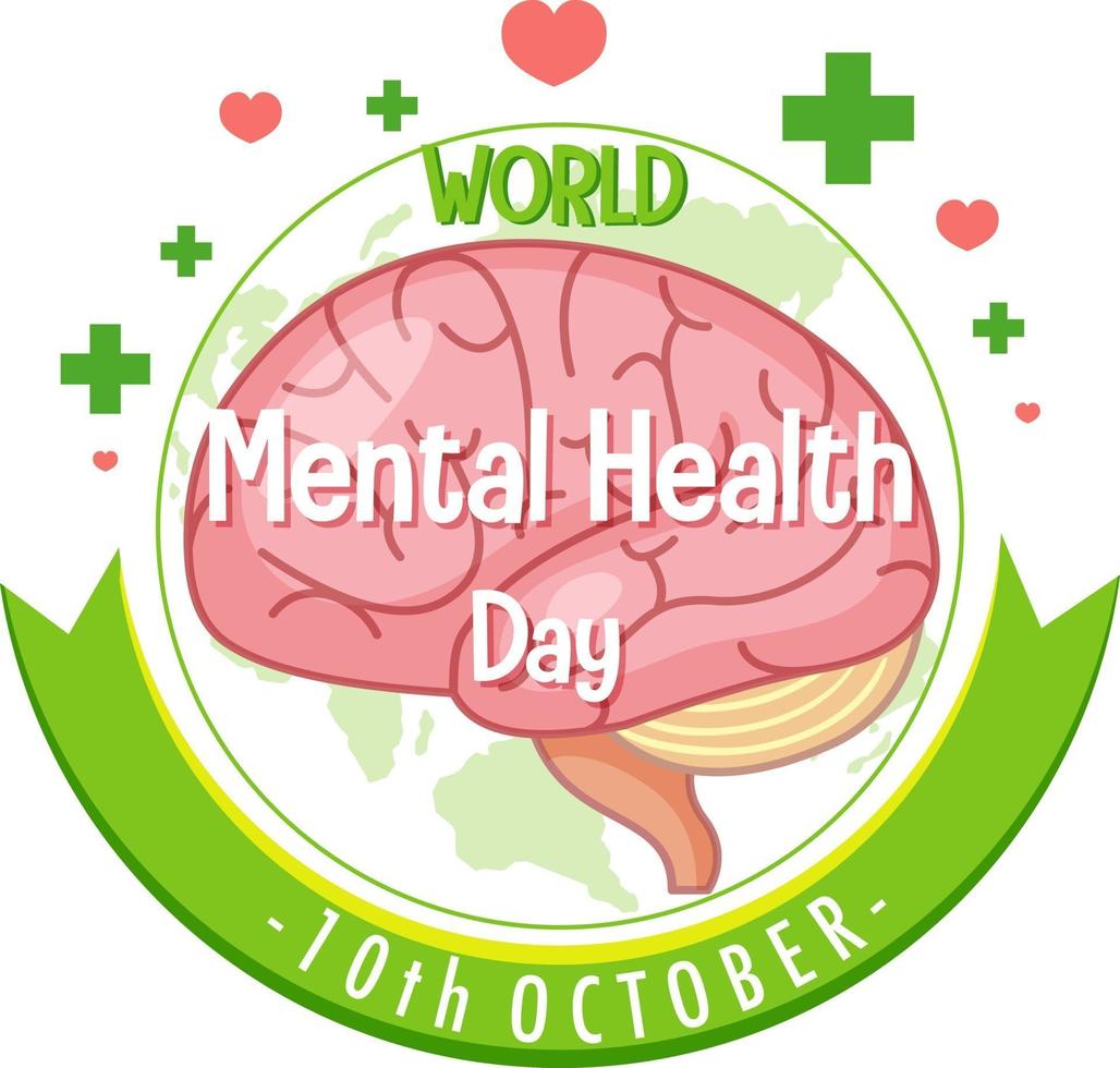 World Mental Health Day banner or logo isolated on white background vector