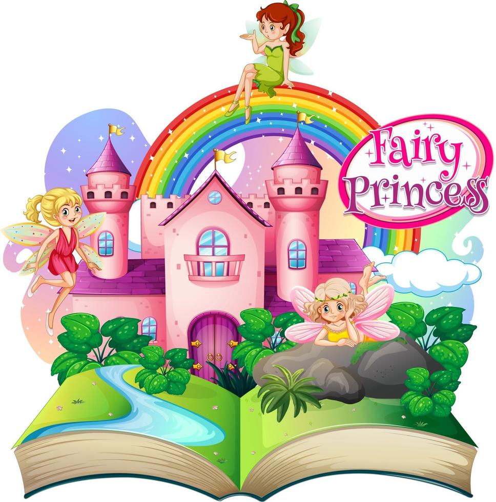 3D pop up book with little princess theme vector