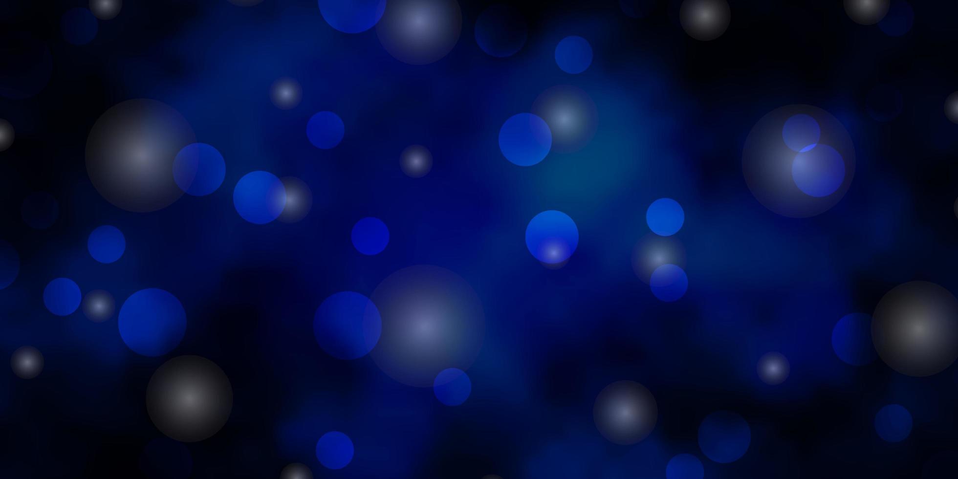 textura de vector azul oscuro con círculos, estrellas. diseño abstracto en estilo degradado con burbujas, estrellas. patrón para folletos, folletos.