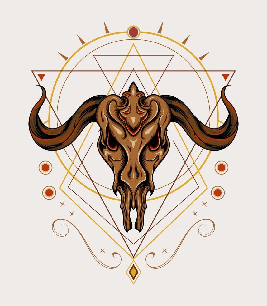 Mythical Goat heat with Celtic ornament, Illustration template for tattoo, t shirt, clothing apparel. vector