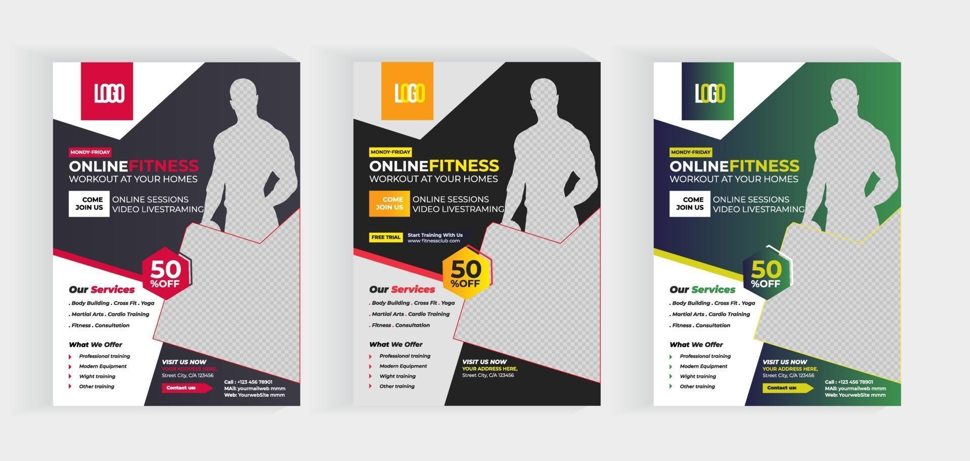 GYM Fitness Flyer template with grunge shapes. vector