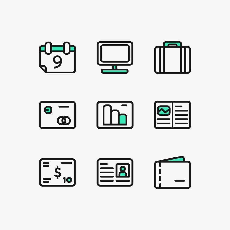 Ilustración vectorial de conjunto de iconos de negocios y economía vector