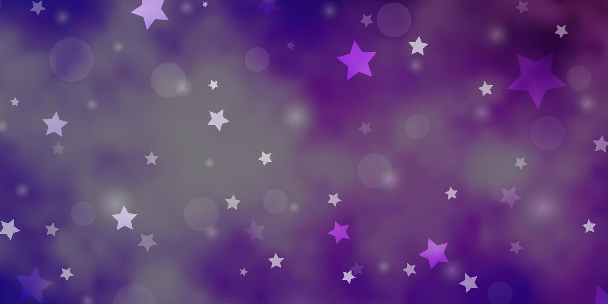 Light Purple vector layout with circles, stars. Abstract illustration with colorful spots, stars. Pattern for trendy fabric, wallpapers.