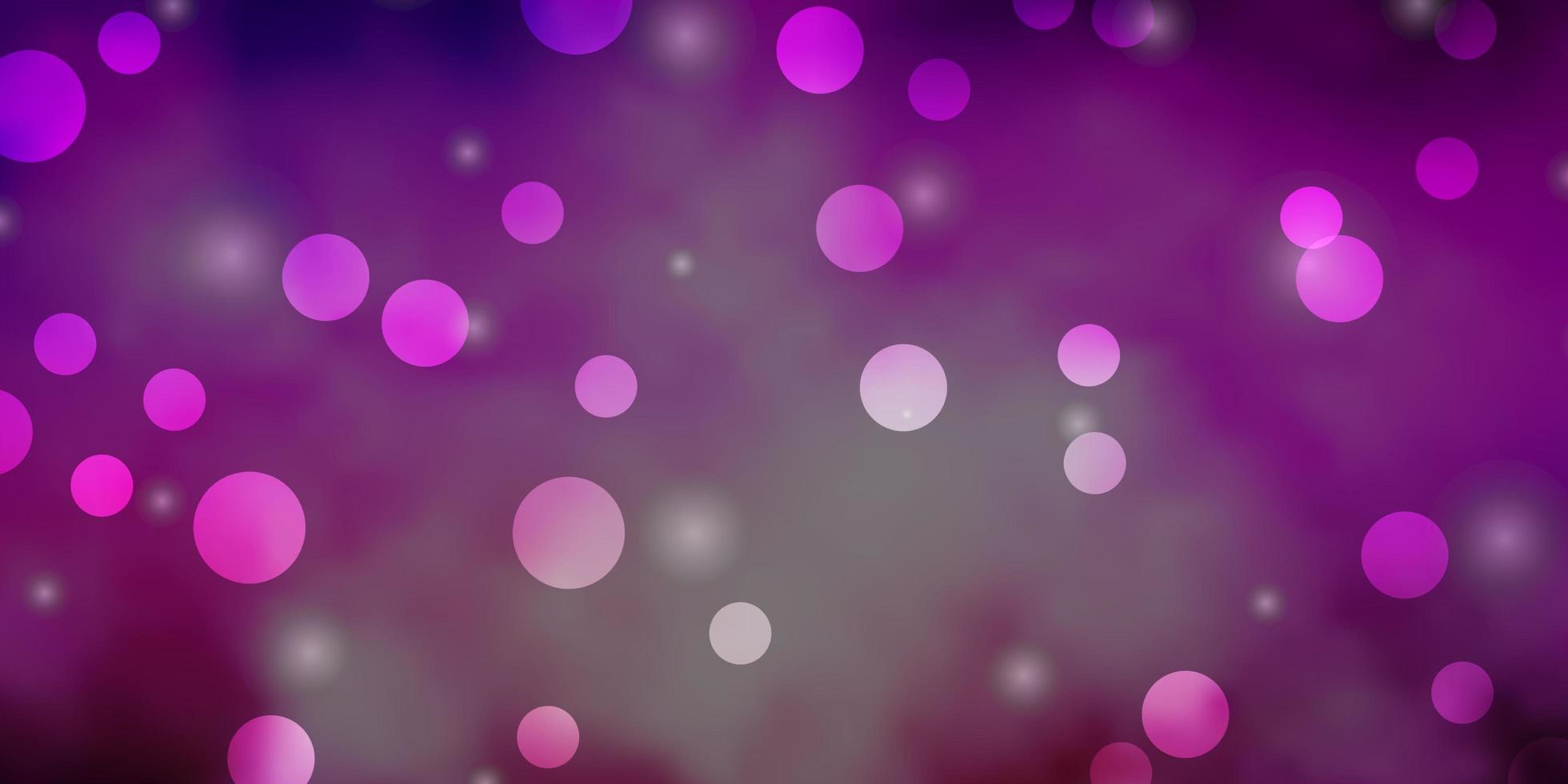 Dark Purple, Pink vector layout with circles, stars. Illustration with set of colorful abstract spheres, stars. Pattern for booklets, leaflets.