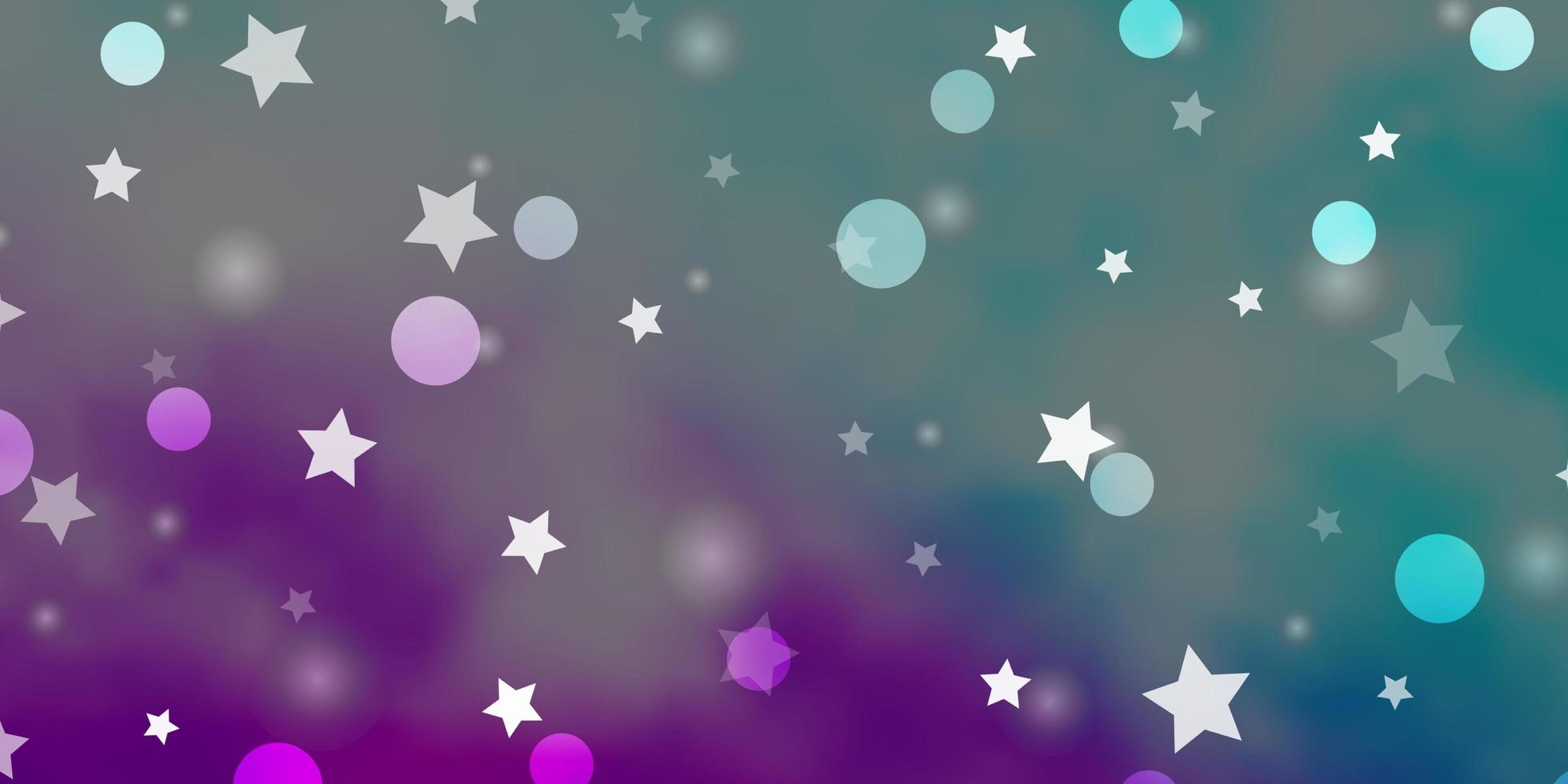 Light Pink, Blue vector background with circles, stars. Colorful disks, stars on simple gradient background. Design for textile, fabric, wallpapers.