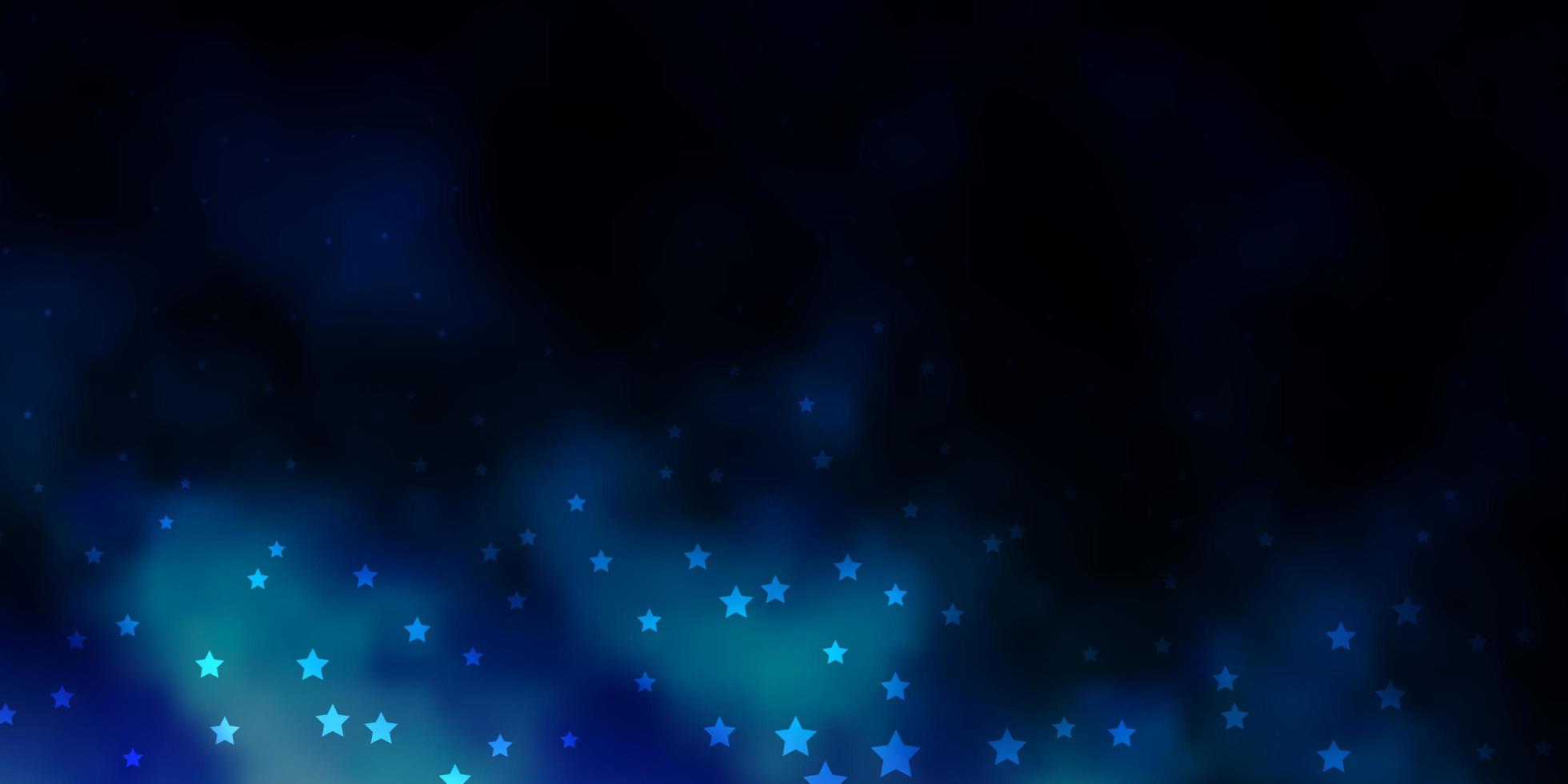 Fondo de vector azul oscuro con estrellas pequeñas y grandes. Ilustración colorida brillante con estrellas grandes y pequeñas. mejor diseño para su anuncio, cartel, banner.