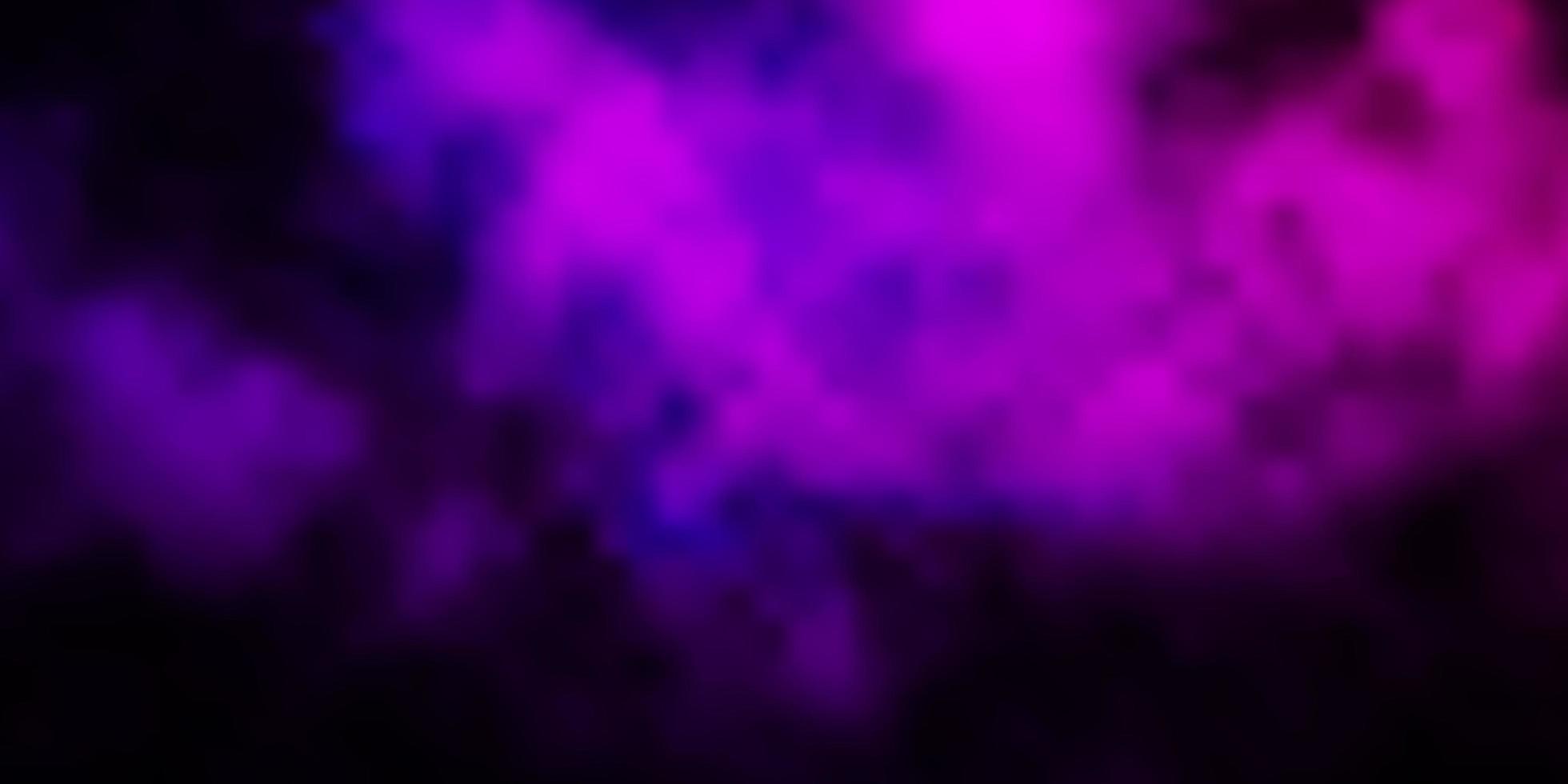 Dark Purple vector template with sky, clouds. Shining illustration with