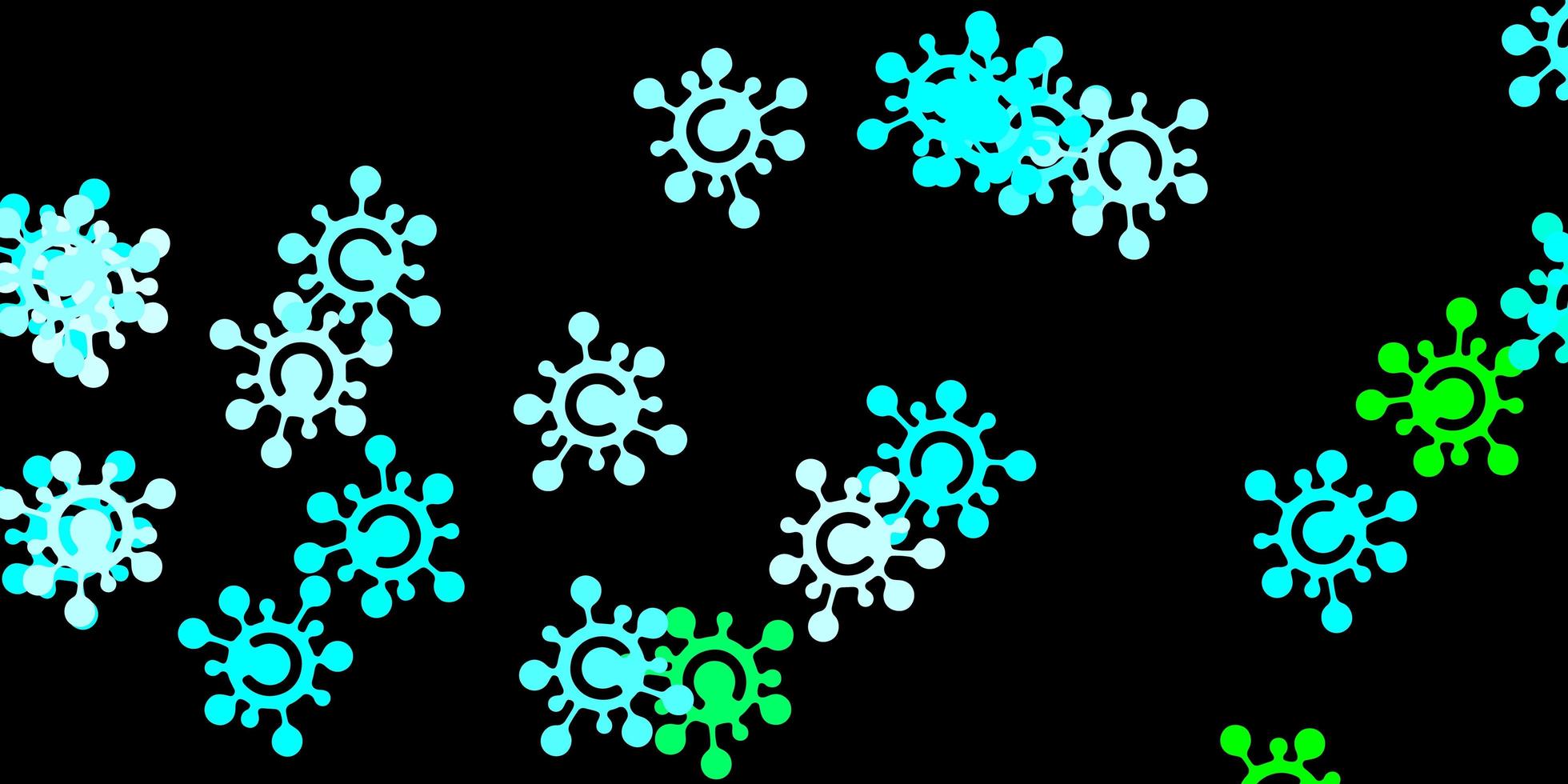 Dark blue, green vector pattern with coronavirus elements.
