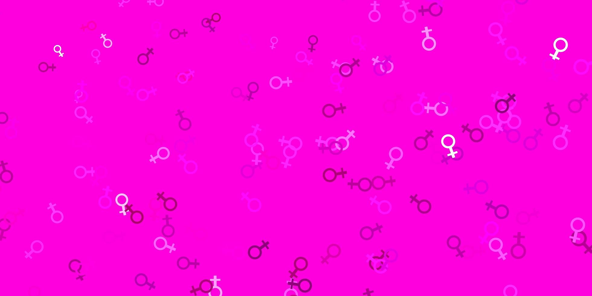 Fondo de vector rosa claro con símbolos de mujer.