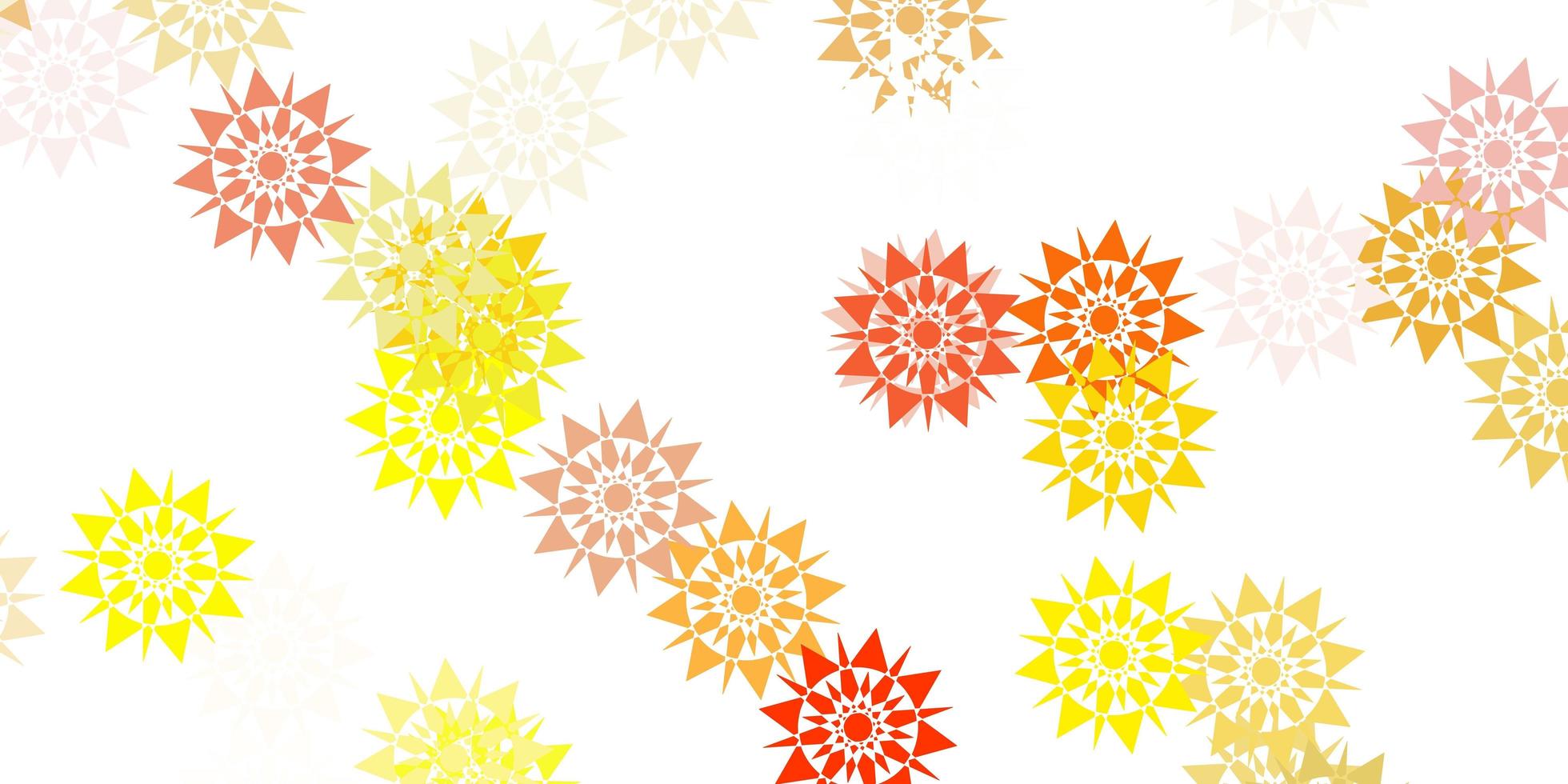 Light pink, yellow vector texture with bright snowflakes.