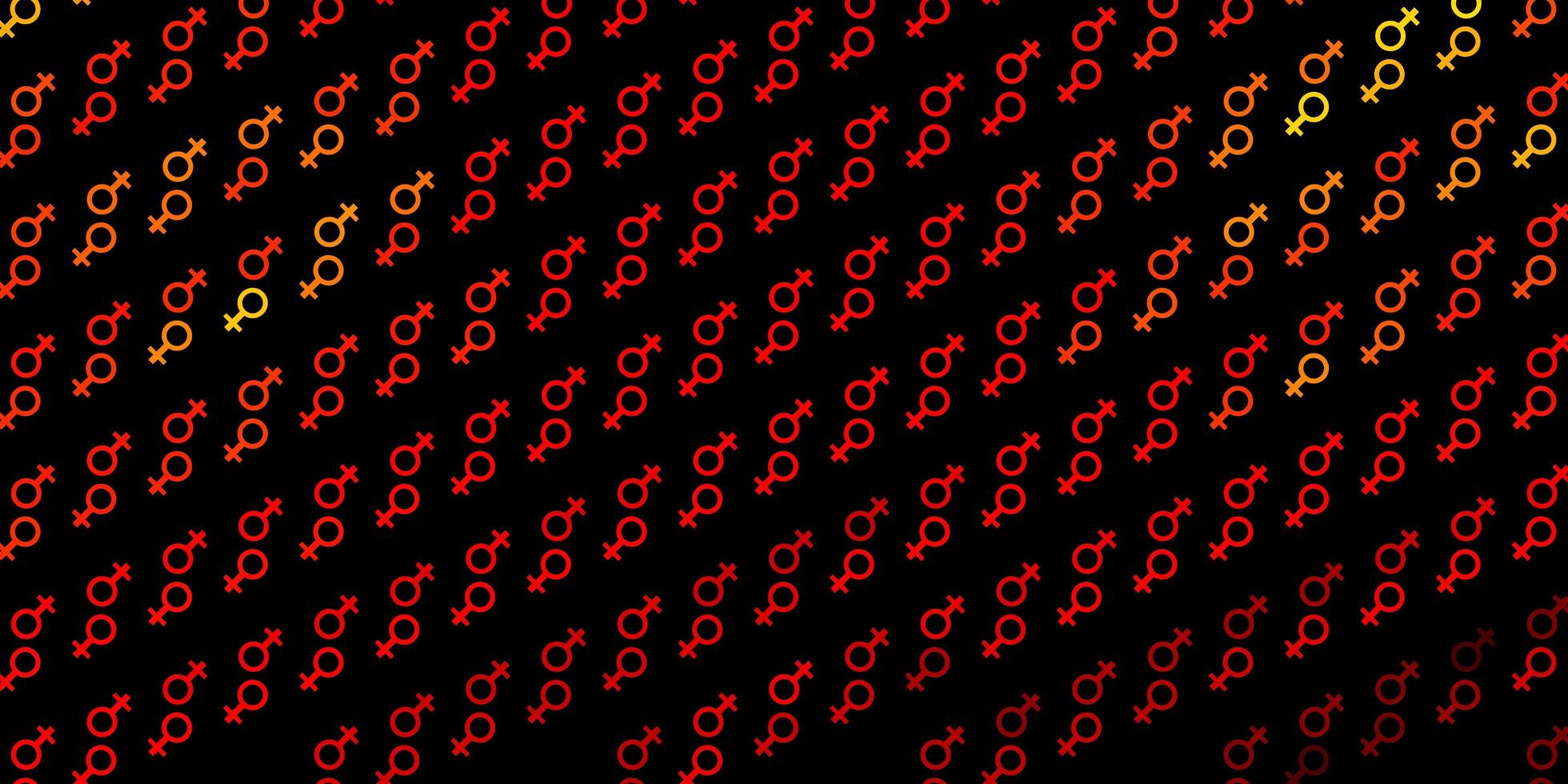 Dark Orange vector texture with women's rights symbols.