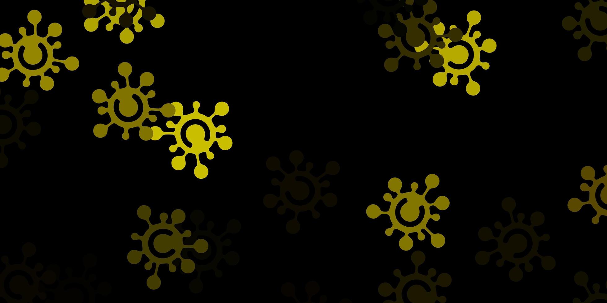 textura de vector verde oscuro, amarillo con símbolos de enfermedades.