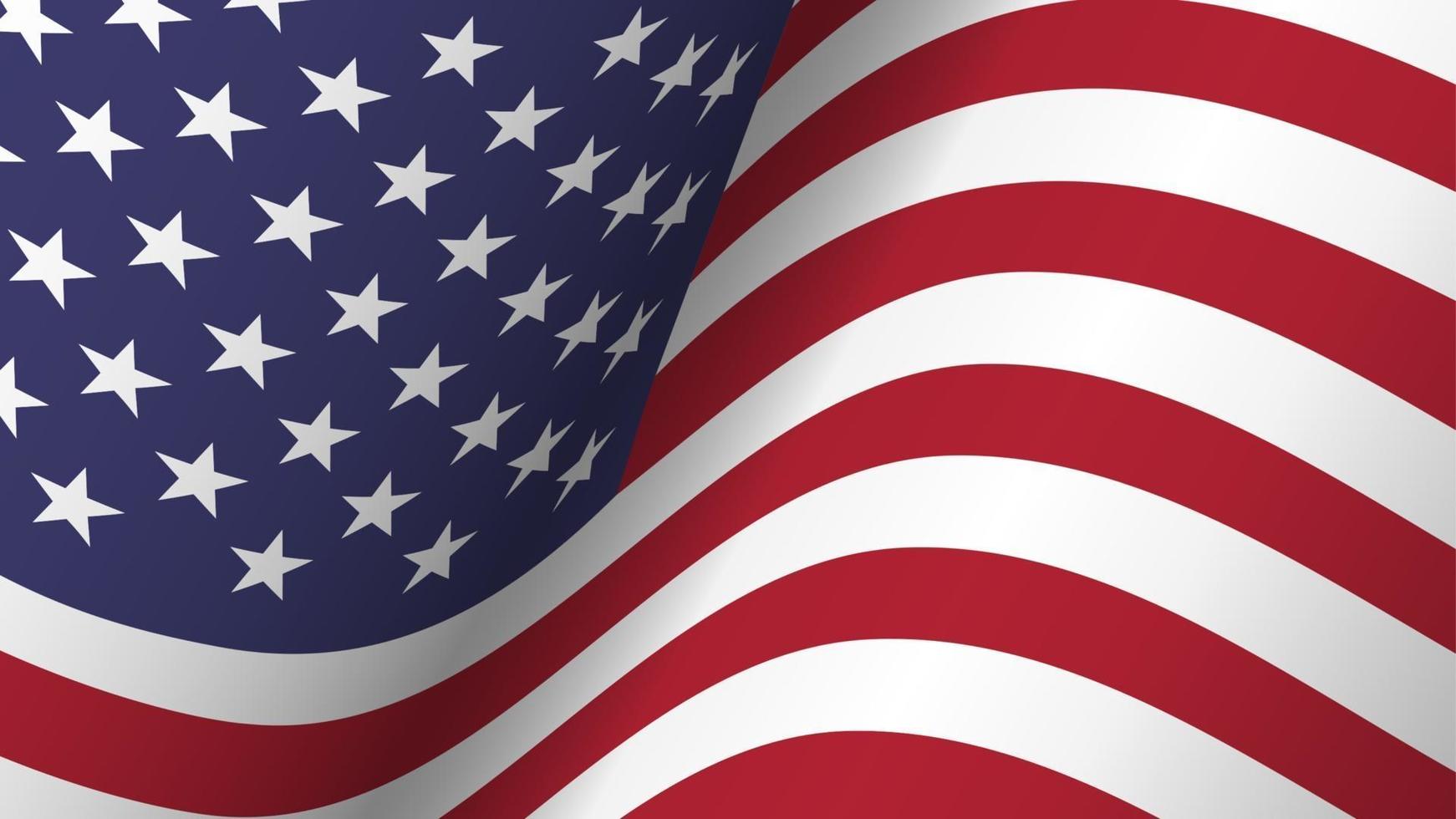 America flag background collection . Waving design . Ratio 16 - 9 . 4th of July independence day concept . Vector