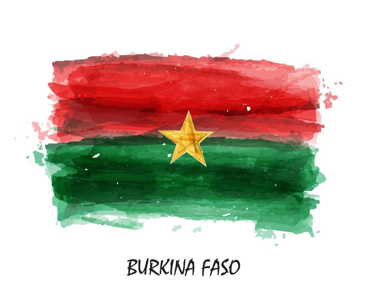 Bandera de acuarela realista de burkina faso. vector. vector