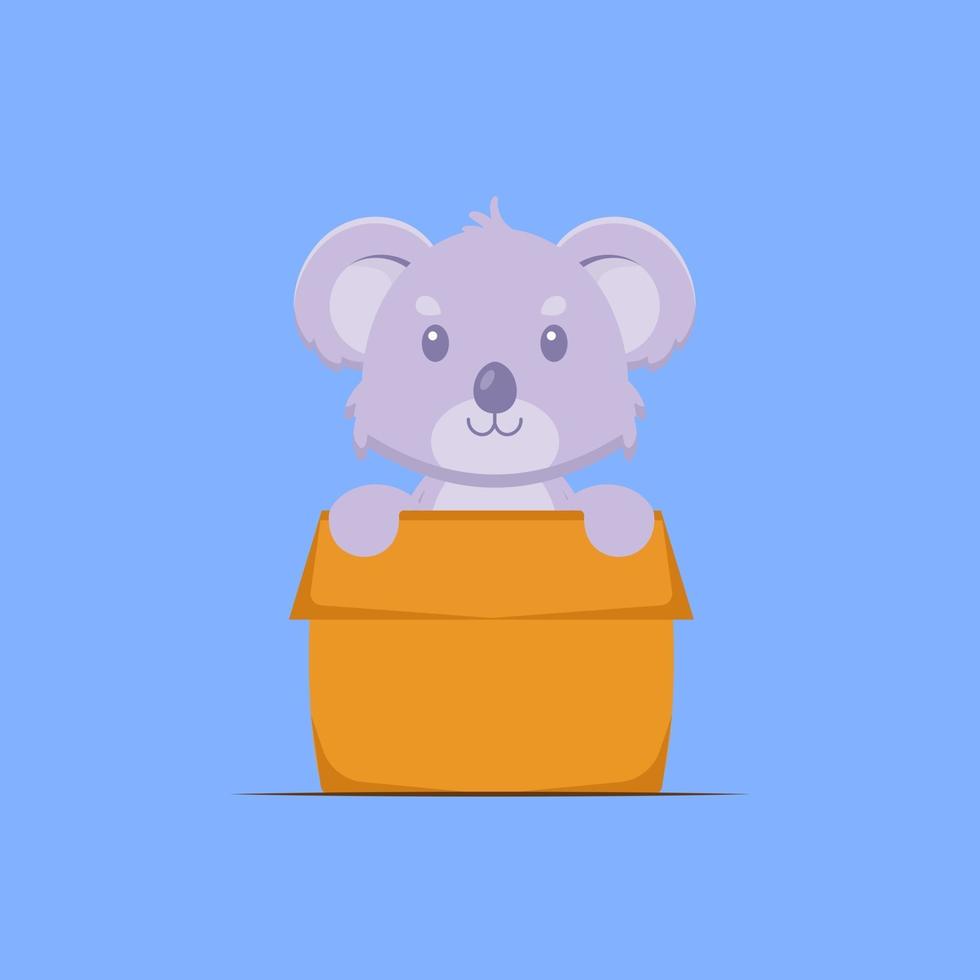 lindo, koala, juego, caja, caricatura vector