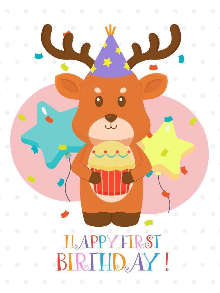 Lovely First Birthday Card Design vector