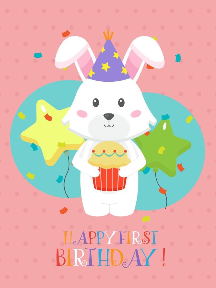 Lovely First Birthday Card Design vector