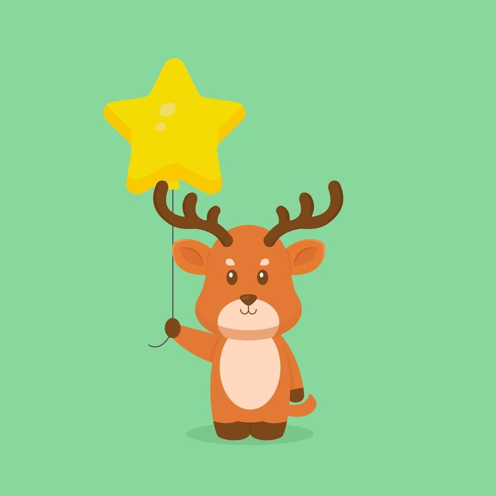 Cute Deer Holding Balloon vector