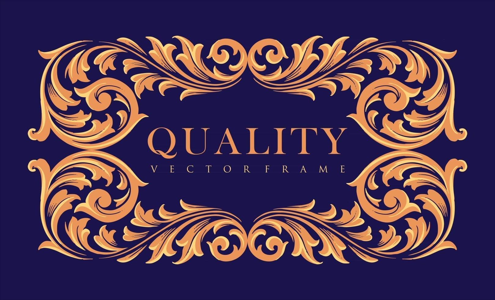 marco de calidad adornos de oro etiqueta elegante vector