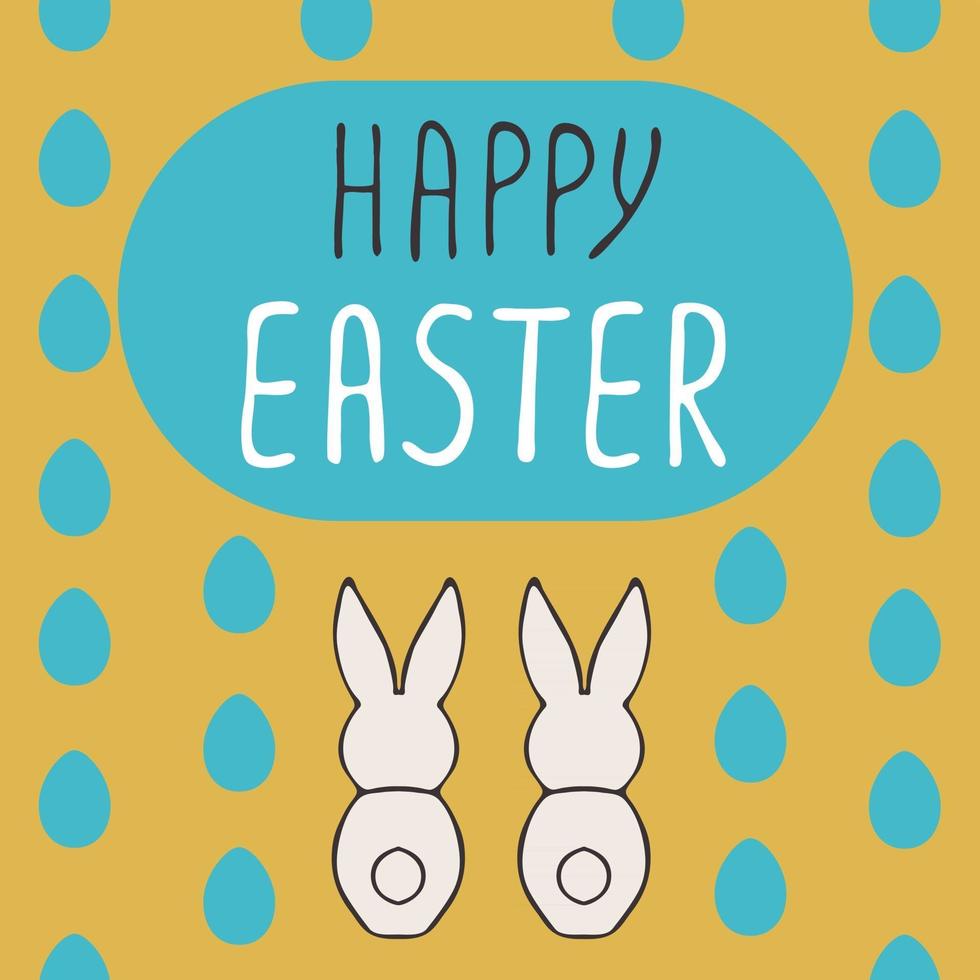 Happy Easter greeting card with bunnies vector