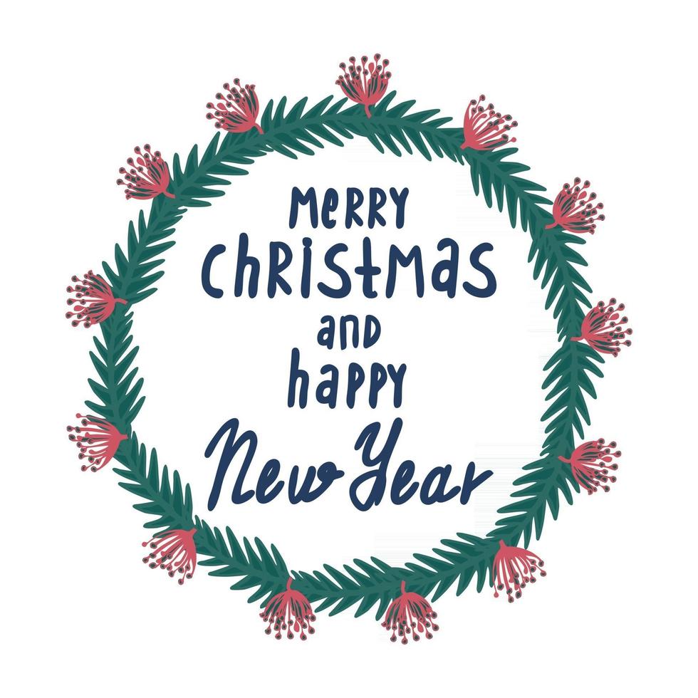 Merry Christmas and Happy New Year greeting card. vector